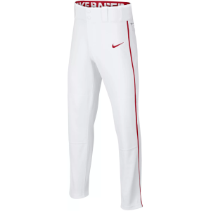 Nike Boys' Swoosh Piped Dri-FIT Baseball Pants, XS, White/Red