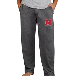 Concepts Sport Men's Nebraska Cornhuskers Charcoal Quest Pants, Small, Gray
