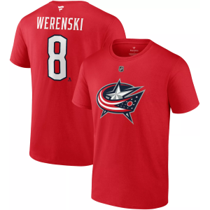 NHL Adult Columbus Blue Jackets Zach Werenski #8 Red Player T-Shirt, Men's, Small