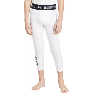 Under Armour Boys' Utility 3/4 Sliding Shorts, XS, White/Black