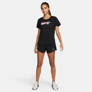 Nike Women's One Dri-FIT Mid-Rise 3" Brief-Lined Shorts, Small, Black