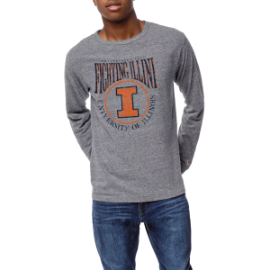 League-Legacy Men's Illinois Fighting Illini Grey Victory Falls Long Sleeve T-Shirt, XS, Gray