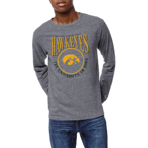 League-Legacy Men's Iowa Hawkeyes Grey Victory Falls Long Sleeve T-Shirt, Small, Gray