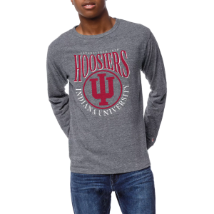 League-Legacy Men's Indiana Hoosiers Grey Victory Falls Long Sleeve T-Shirt, XS, Gray