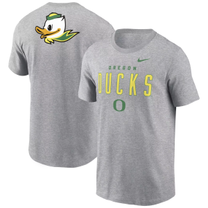 Nike Men's Oregon Ducks Dark Grey Heather Double Hit Logo T-Shirt, Small, Gray