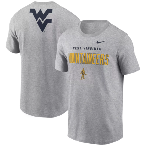 Nike Men's West Virginia Mountaineers Dark Grey Heather Double Hit Logo T-Shirt, Small, Gray