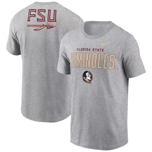 Nike Men's Florida State Seminoles Dark Grey Heather Double Hit Logo T-Shirt, Small, Gray