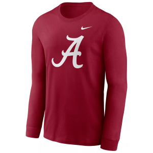 Nike Men's Alabama Crimson Tide Crimson Core Cotton Logo Long Sleeve T-Shirt, Small, Red
