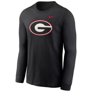 Nike Men's Georgia Bulldogs Black Core Cotton Logo Long Sleeve T-Shirt, Small
