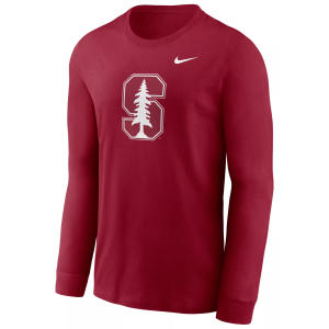 Nike Men's Stanford Cardinal Cardinal Core Cotton Logo Long Sleeve T-Shirt, Small, Red