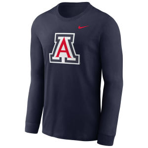 Nike Men's Arizona Wildcats Navy Core Cotton Logo Long Sleeve T-Shirt, Small, Blue