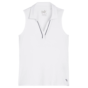 Puma PUMA Girls' Sleeveless CLOUDSPUN Piped Golf Polo, Medium, White Glow - $40.00 at DICK'S Sporting Goods
