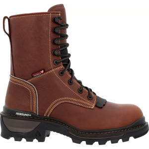 Rocky Men's Rams Horn Waterproof Composite Toe Work Boots, 8 W, Brown