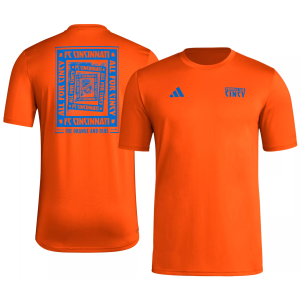 adidas Men's FC Cincinnati 2025 Orange Local Warp T-Shirt, Small
