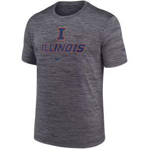 Nike Men's Illinois Fighting Illini Grey Dri-FIT Velocity Legend Logo T-Shirt, Small, Gray