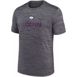 Nike Men's UConn Huskies Grey Dri-FIT Velocity Legend Logo T-Shirt, Small, Gray