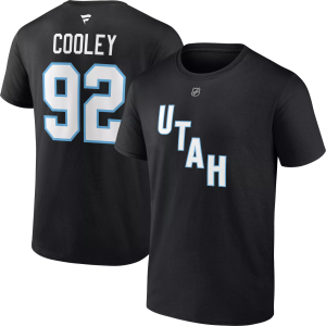 NHL Men's Utah Hockey Club Logan Cooley #92 Black T-Shirt, Medium
