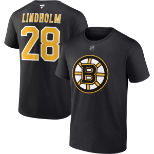 NHL Adult Boston Bruins Elias Lindholm #28 Black T-Shirt, Men's, Small