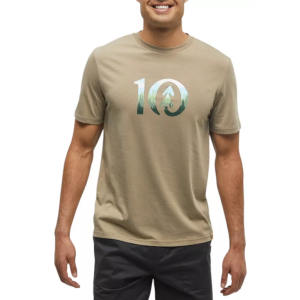 Tentree Men's Cloudy Forest Ten Graphic Short Sleeves T-Shirt, Small, Khaki/Forest Shade