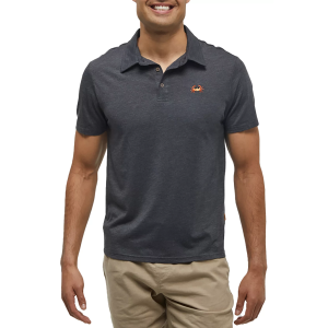 Tentree Men's Crabby Astir Short Sleeves Polo, Medium, Meteorite Blk Hthr/Dp Crl