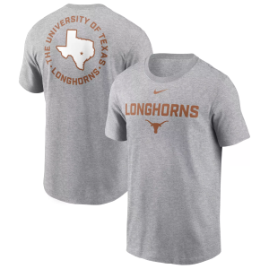 Nike Men's Texas Longhorns Dark Grey Heather Cotton 2 Sided T-Shirt, Small, Gray