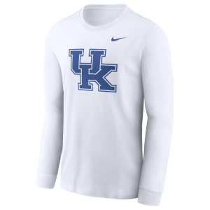 Nike Men's Kentucky Wildcats White Primary Logo Long Sleeve Shirt, XL