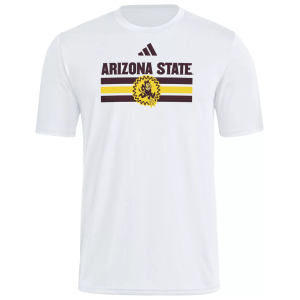 adidas Men's Arizona State Sun Devils White Throwback Strategy Tech Short Sleeve T-Shirt, Small