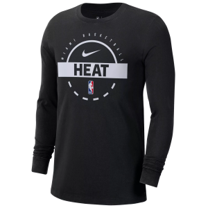 Nike Men's Miami Heat Black On Court Practice Long Sleeve T-Shirt, Small