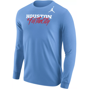 Jordan Men's Houston Cougars Valor Houston Blue Long Sleeve T-Shirt, Large