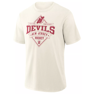 NHL Men's New Jersey Devils Cream Slub Short Sleeve T-Shirt, Small, White