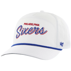47 Adult Philadelphia 76ers White wordmark Fairway R RF Hitch Adjustable Hat, Men's