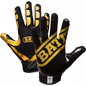 Battle Adult Receiver Gloves, Men's, XL, Black/Gold