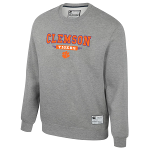 Colosseum Youth Clemson Tigers Heather Grey Crewneck Fleece Sweatshirt, Large, Gray