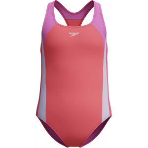 Speedo Girls' Infinity Splice One-Piece Swimsuit, Size 12, Coral Sands