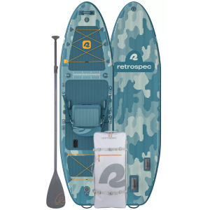 Retrospec June Nano Kids' Inflatable Fishing Paddle Board Kayak Hybrid 9'6" | River Rock | Paddle Sports | Kayaking | Kayaks | Inflatable Kayaks