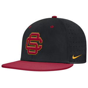 Nike Nike Adult USC Trojans Black/Crimson Aero Fitted Hat, Men's, Size 7 1/8 - $42.00 at DICK'S Sporting Goods
