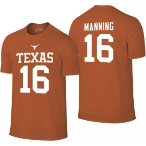 Retro Brand Men's Texas Longhorns Arch Manning #16 Burnt Orange T-Shirt, Medium