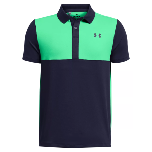 Under Armour Boys' Color Block Performance Short-Sleeve Golf Polo, XL, Vapor Green