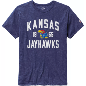 League-Legacy Men's Kansas Jayhawks Blue Tri-Blend Victory T-Shirt, Small