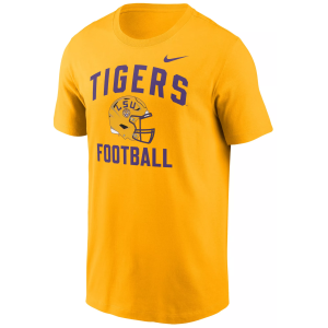 Nike Men's LSU Tigers Gold Football Helmet T-Shirt, Small, Yellow