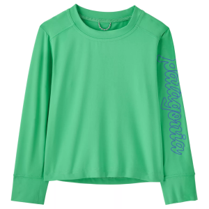 Patagonia Infants Capilene Silkweight Long Sleeve Shirt, 6M, Fitz Script/Aloe Green
