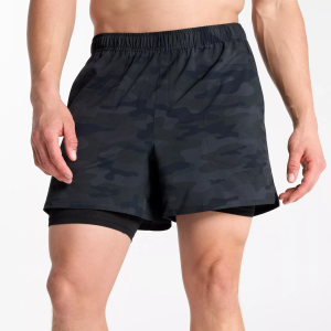 DSG Men's 5" Agility 2-in-1 Short, Large, Pure Black Perfect Camo