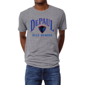 League-Legacy Men's DePaul Blue Demons Grey Victory Falls Logo T-Shirt, XS, Gray