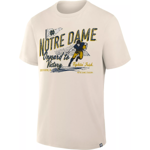 NCAA Men's Notre Dame Fighting Irish Khaki Cotton Fearless Drive Short Sleeve T-Shirt, Small, Tan