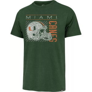 '47 Men's Miami Hurricanes Elm Green Helmet Franklin T-Shirt, Small