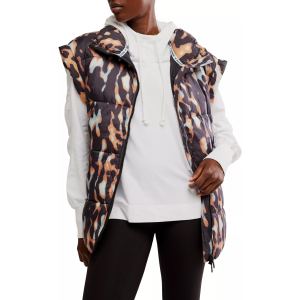 FP Movement Women's In A Bubble Printed Puffer Vest, Small, Tortoise Shell Combo