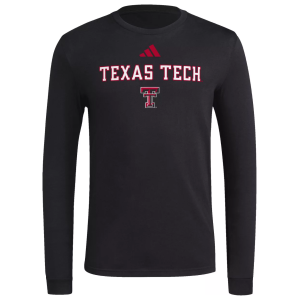 adidas Men's Texas Tech Red Raiders Black Locker Wordmark Fresh Long Sleeve T-Shirt, Large