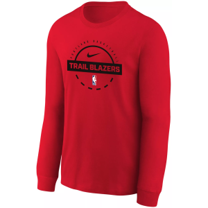 Nike Youth Portland Trail Blazers Red On Court Practice Long Sleeve T-Shirt, Large