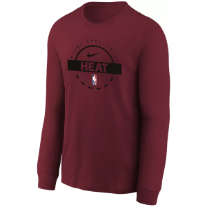 Nike Youth Miami Heat Red On Court Practice Long Sleeve T-Shirt, Small