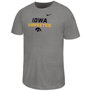 Nike Youth Iowa Hawkeyes Grey Legend Short Sleeve T-Shirt, Small, Gray